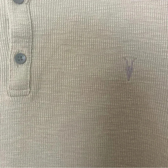 All Saints beige waffle knit long sleeve tee - Picture 3 of 5